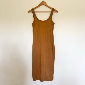 Vuori Halo Essential Midi Dress in Mustard Yellow